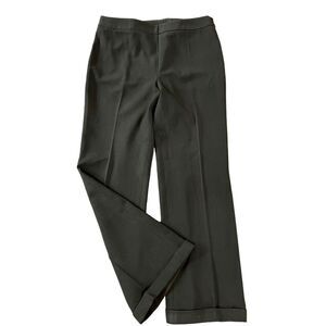 Akris Punto Black Cuffed Wool Flat Front Pant Size 12